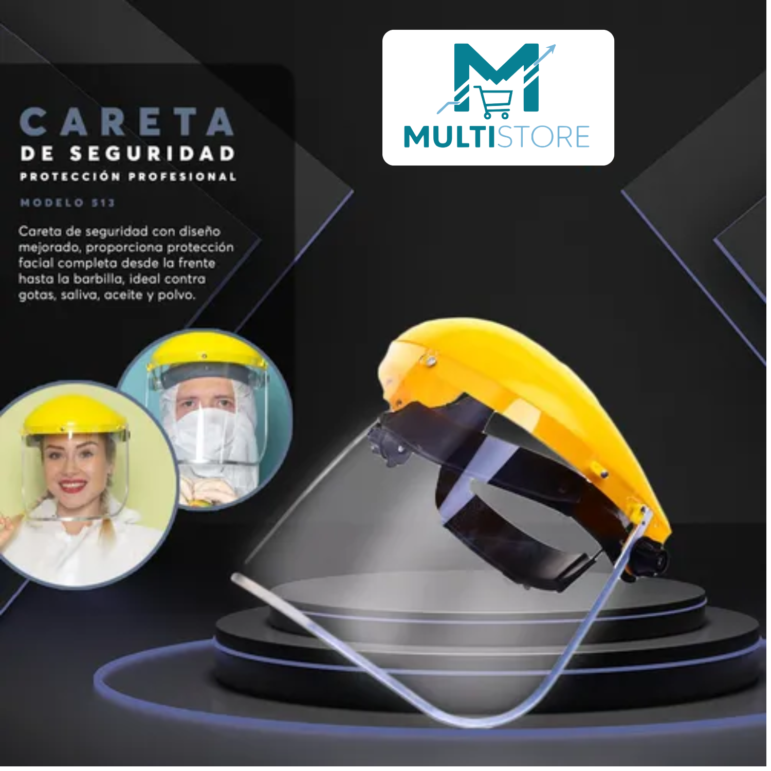 Mascara Protectora Facial Seguridad Industrial Visor Trans. Amarillo-5