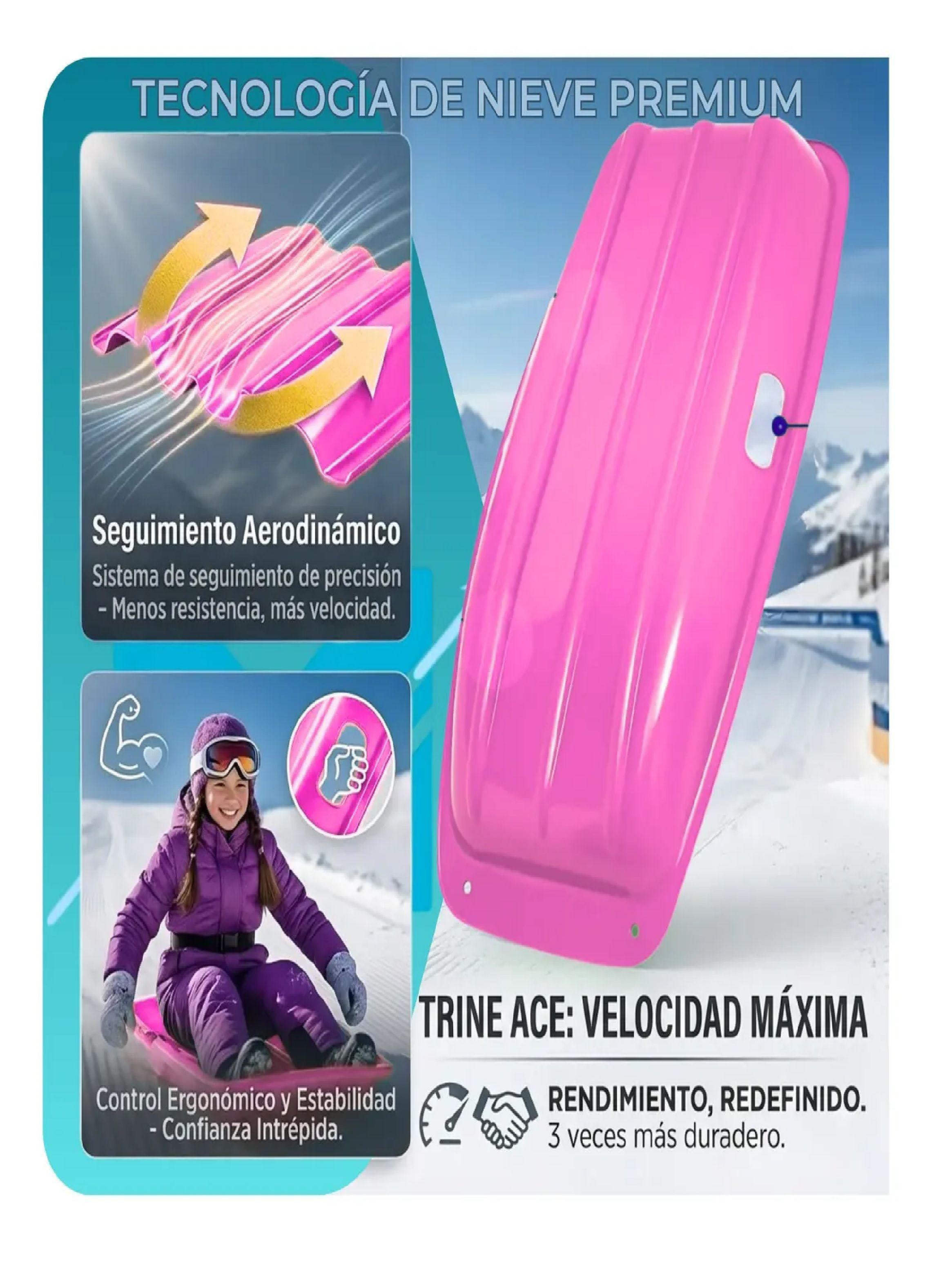 Trineo De Nieve Plastico Con Cuerda 88cm Colores Rosa-4