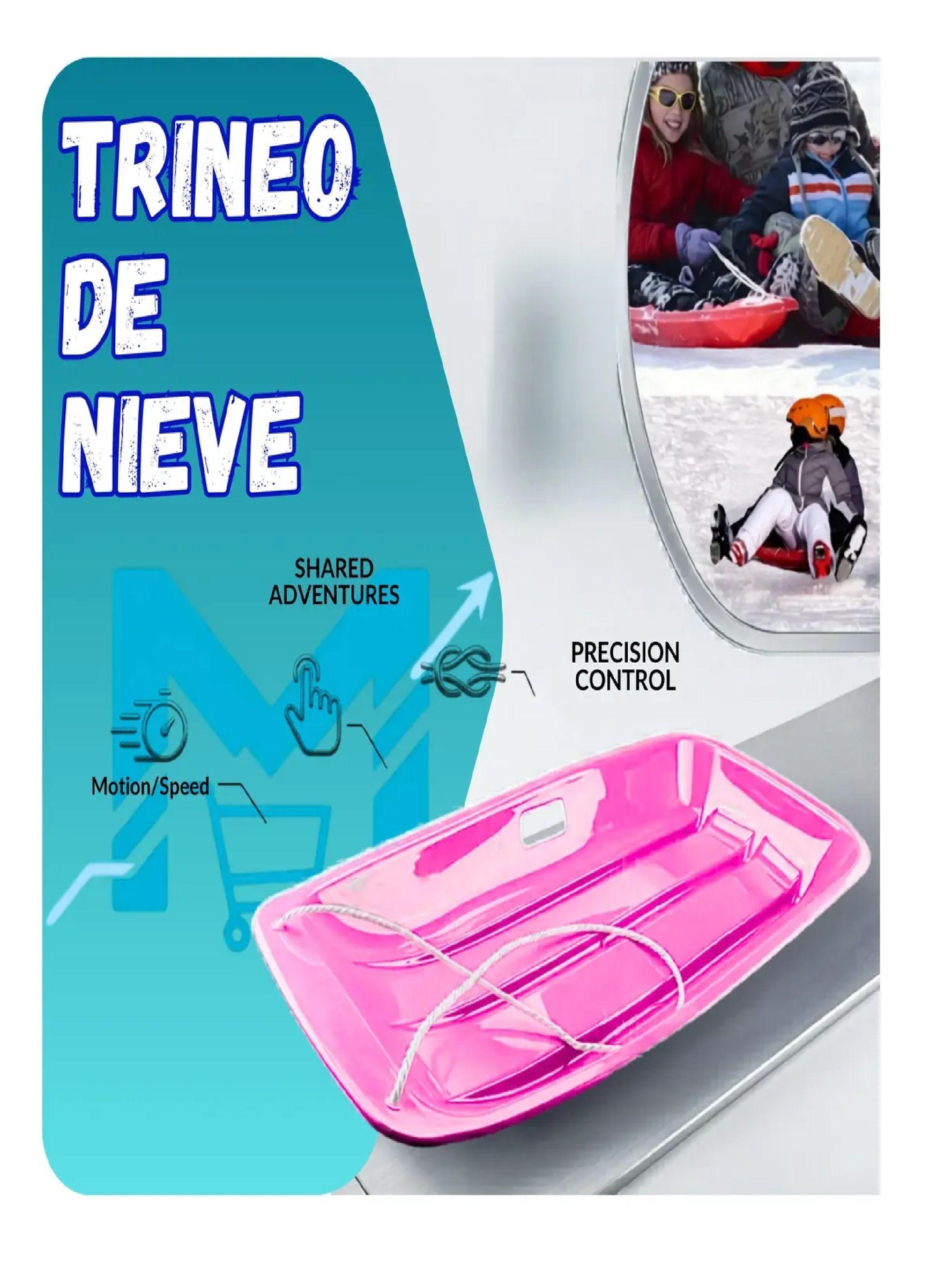 Trineo De Nieve Plastico Con Cuerda 88cm Colores Rosa-5