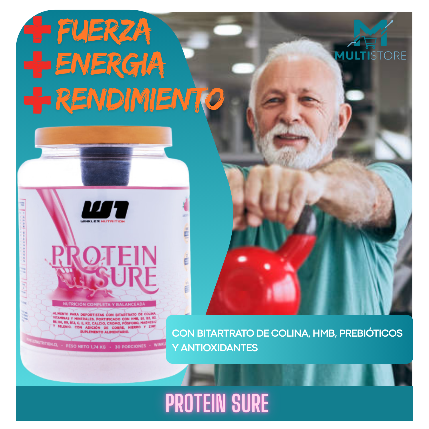 Protein Sure Winkler 1.74kgs Adulto Mayor Con Hmb Y Vitamina Frutilla-2