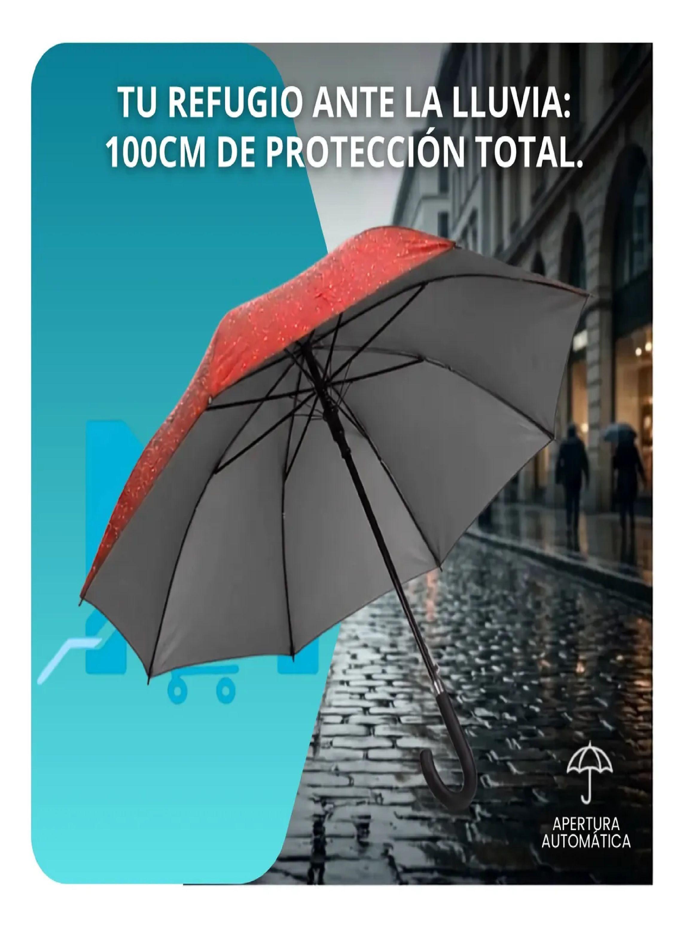 Paraguas Ejecutivo Automatico 100cm Proteccion Uv Reforzado Rojo-3