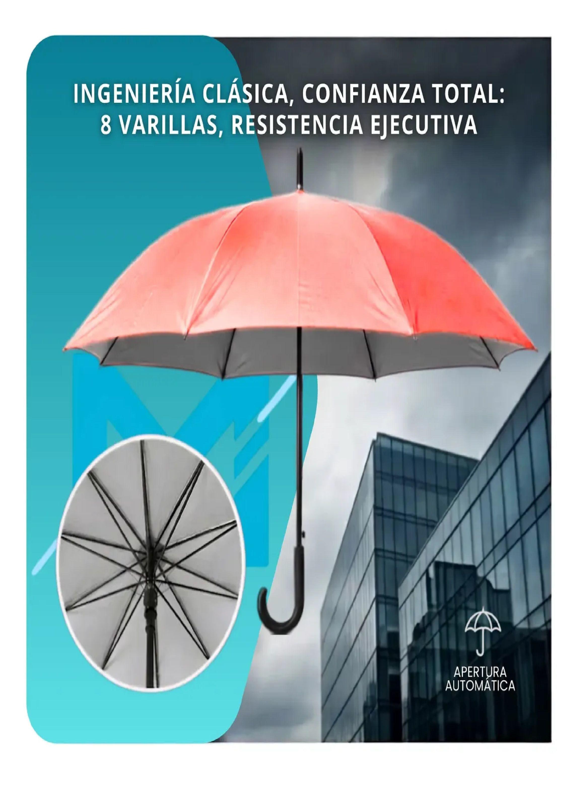 Paraguas Ejecutivo Automatico 100cm Proteccion Uv Reforzado Rojo-4