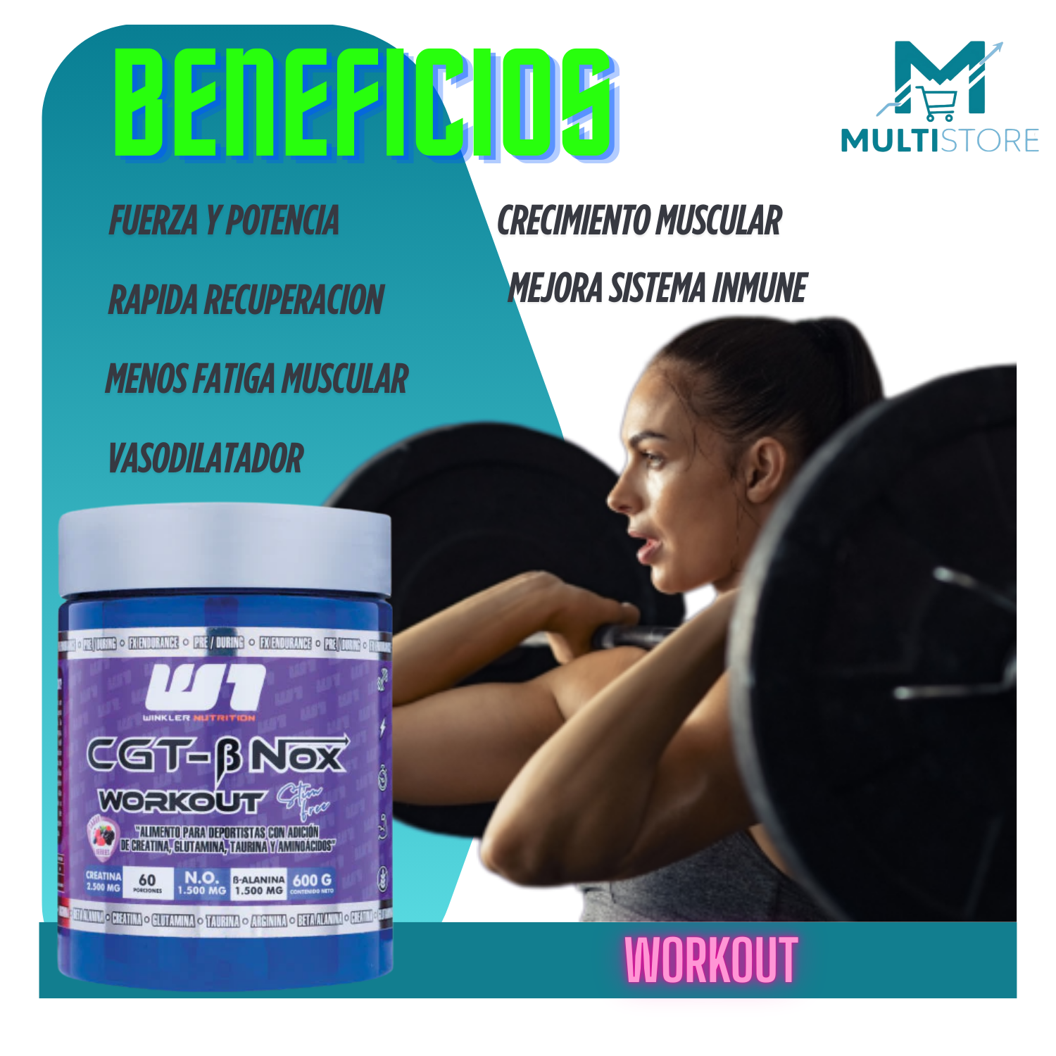 Pre Entreno Cgt Bnox 60 Servicios Creatina Beta Alanina Taur Berries-2