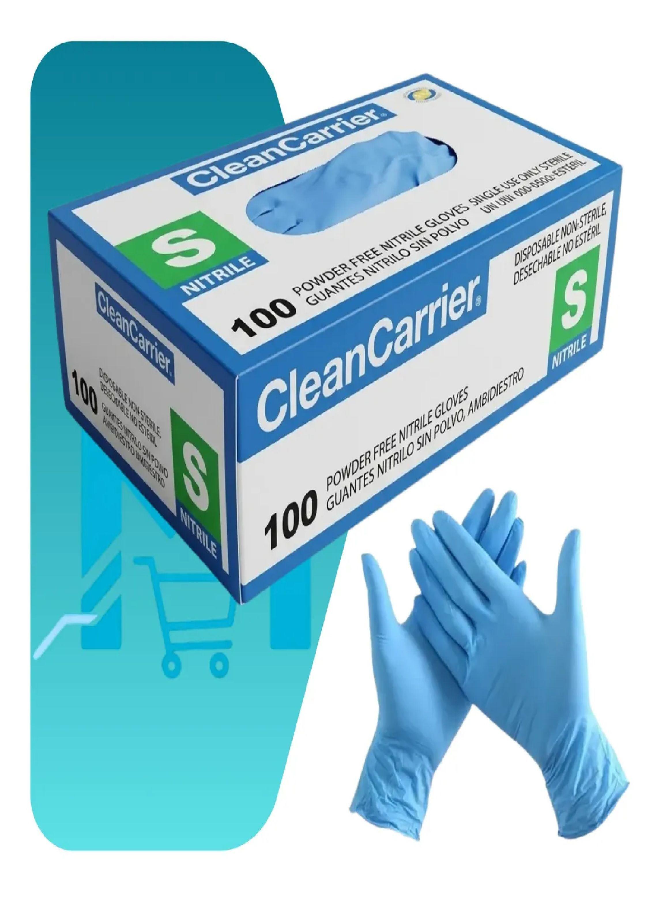 Guantes De Nitrilo Azul Sin Polvo Cleancarrier 100un Talla S-3