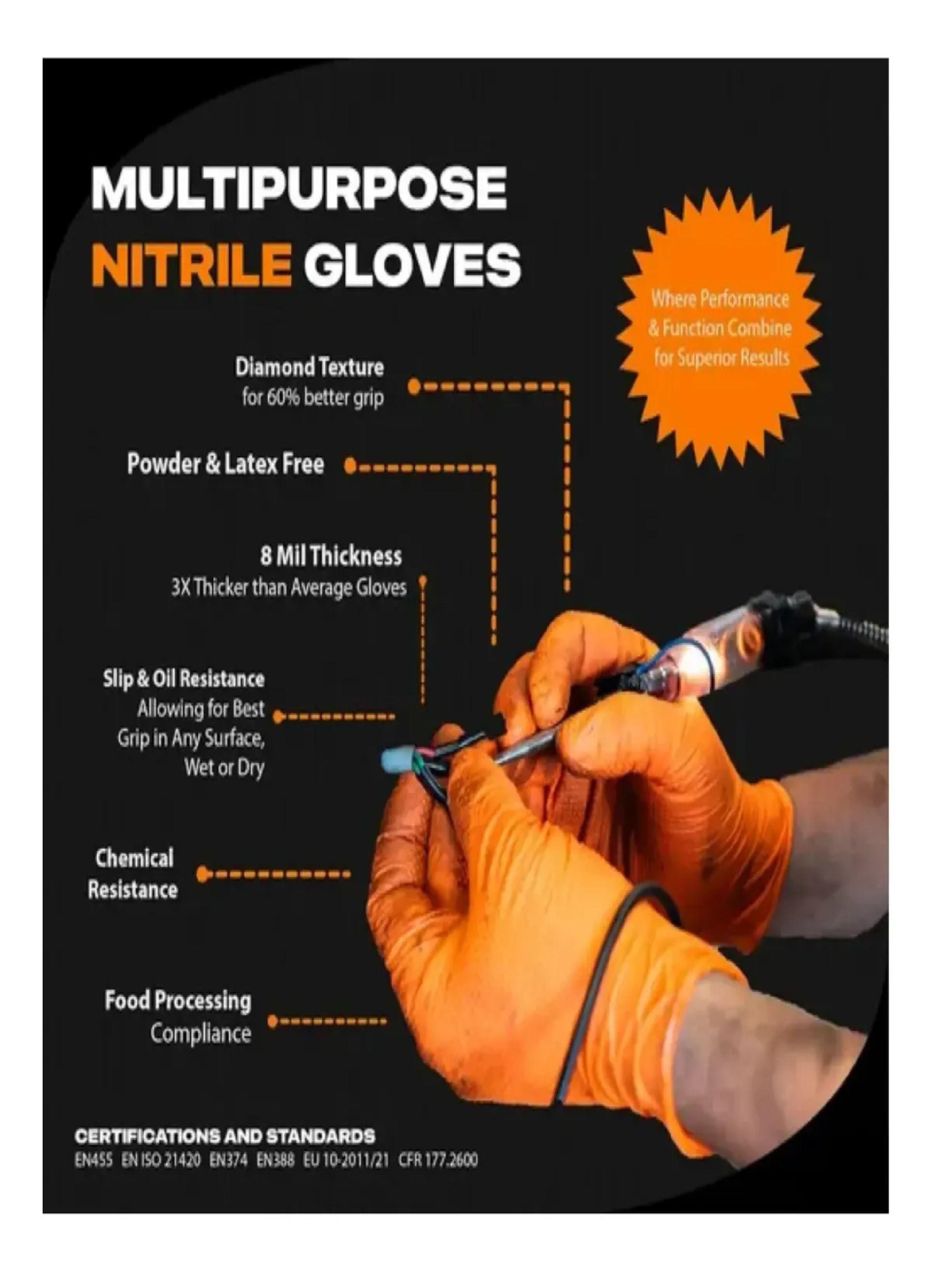 Guantes Nitrilo Naranjo Diamantado 8 5 Grs Pro M X250unds-7