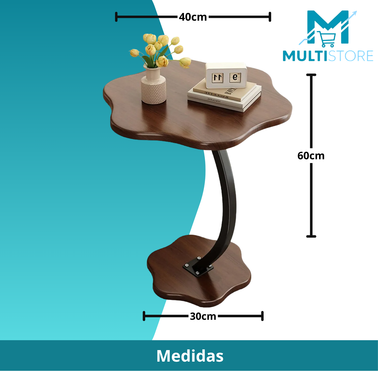 Mesa Centro Mesa Auxiliar Forma De Flor Resistente De 60cm-2