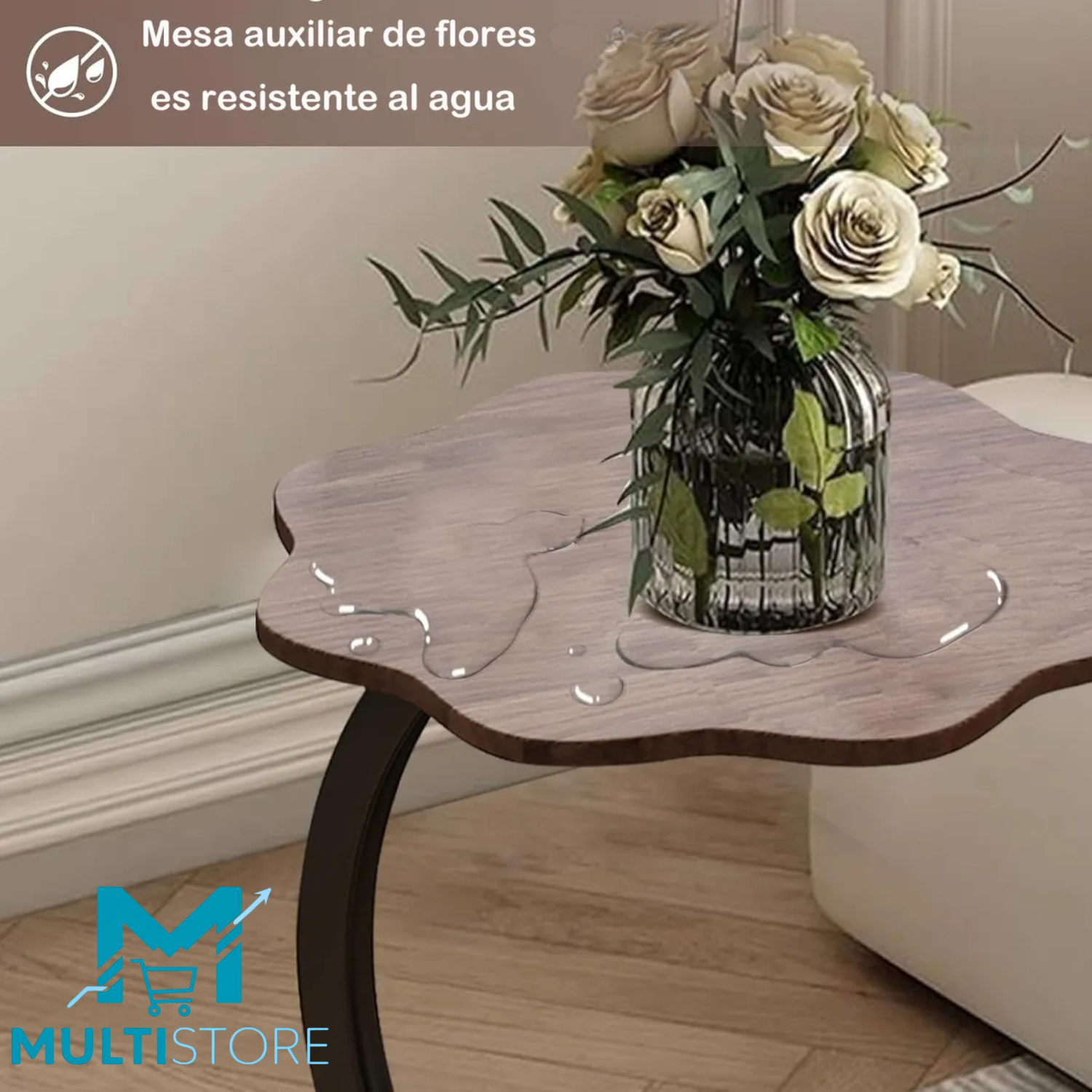 Mesa Centro Mesa Auxiliar Forma De Flor Resistente De 60cm-5