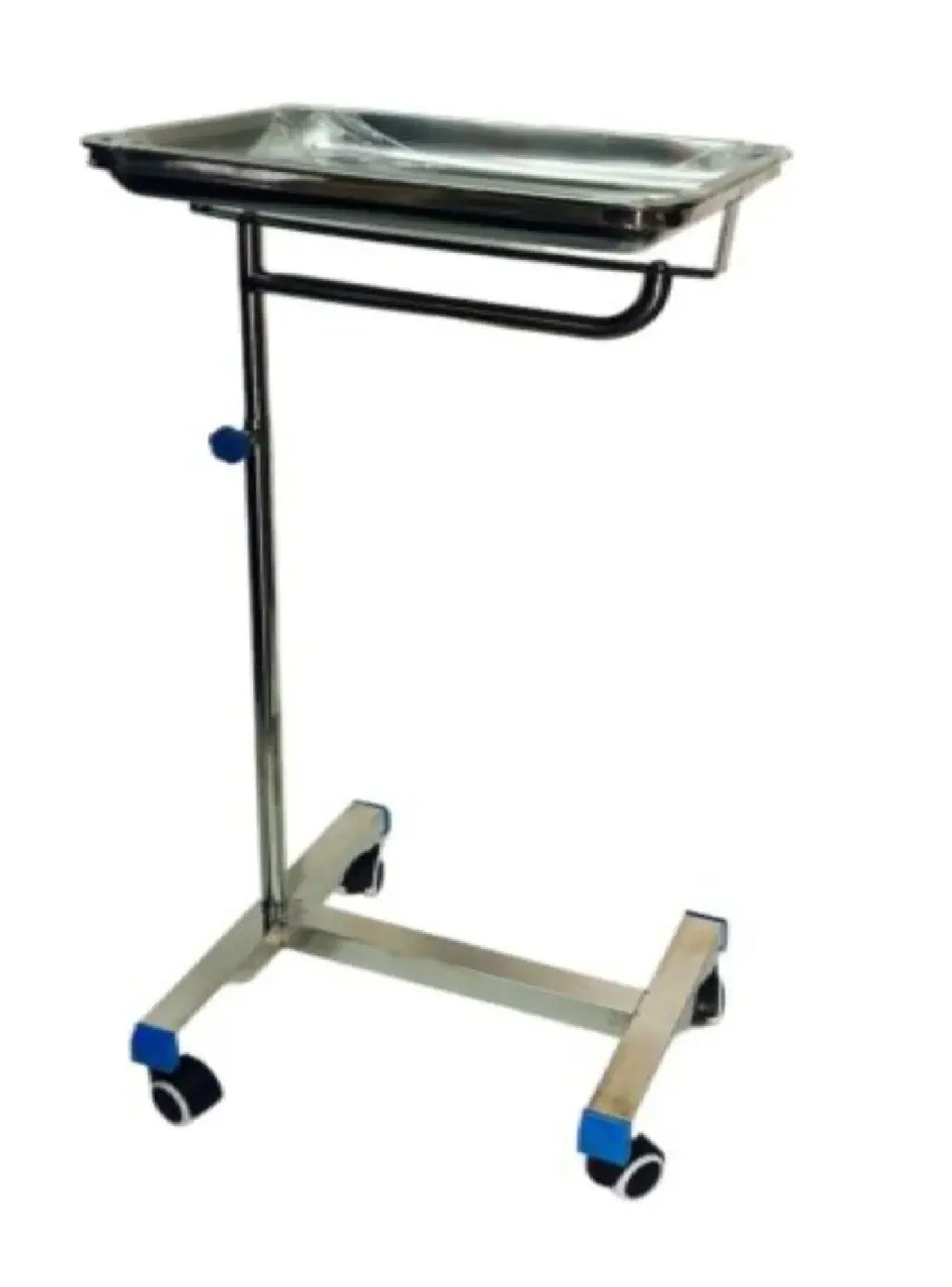 Mesa Auxiliar Clinica Mayo Acero Inoxidable Altura Ajustable-0