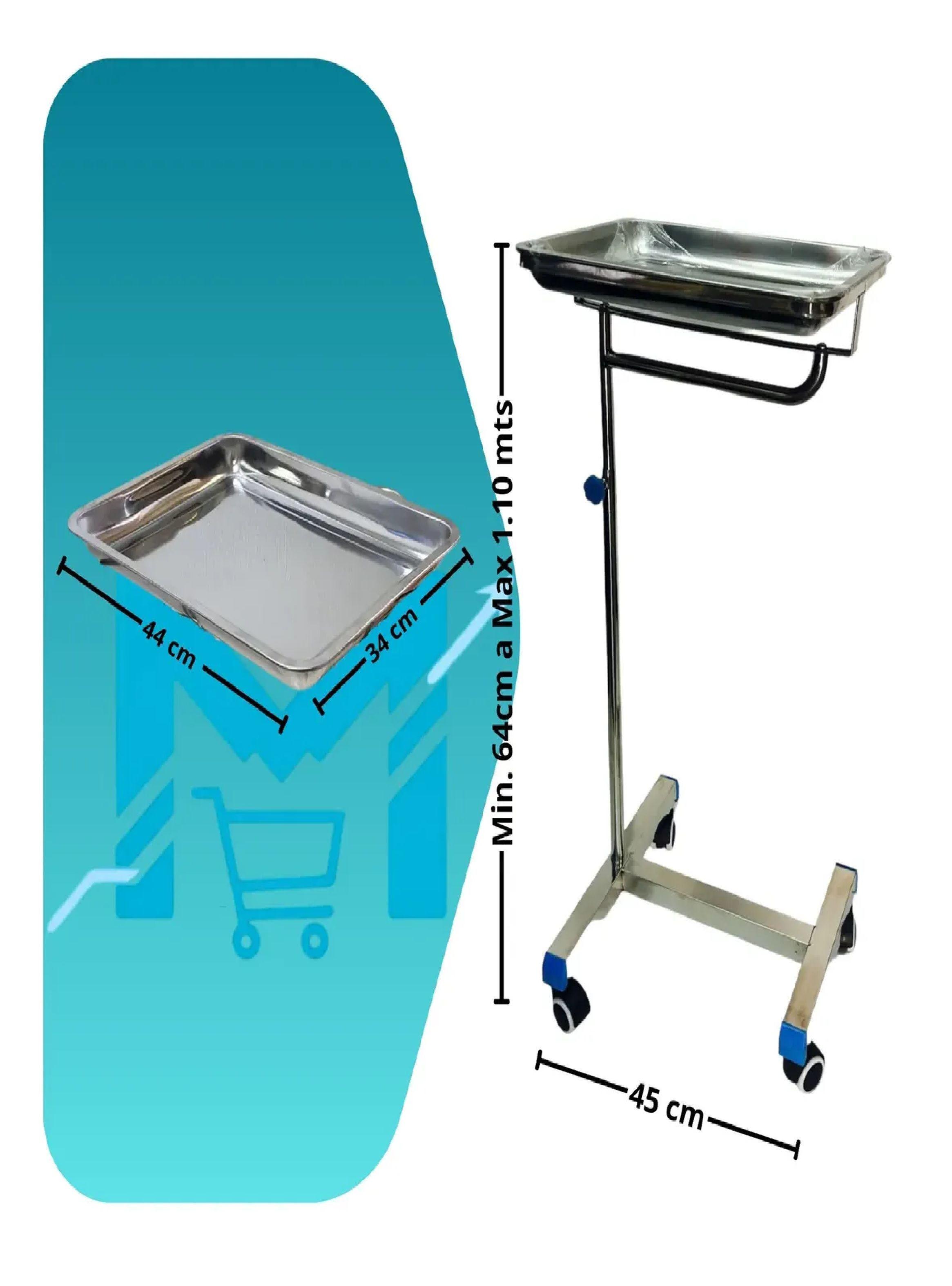 Mesa Auxiliar Clinica Mayo Acero Inoxidable Altura Ajustable-1