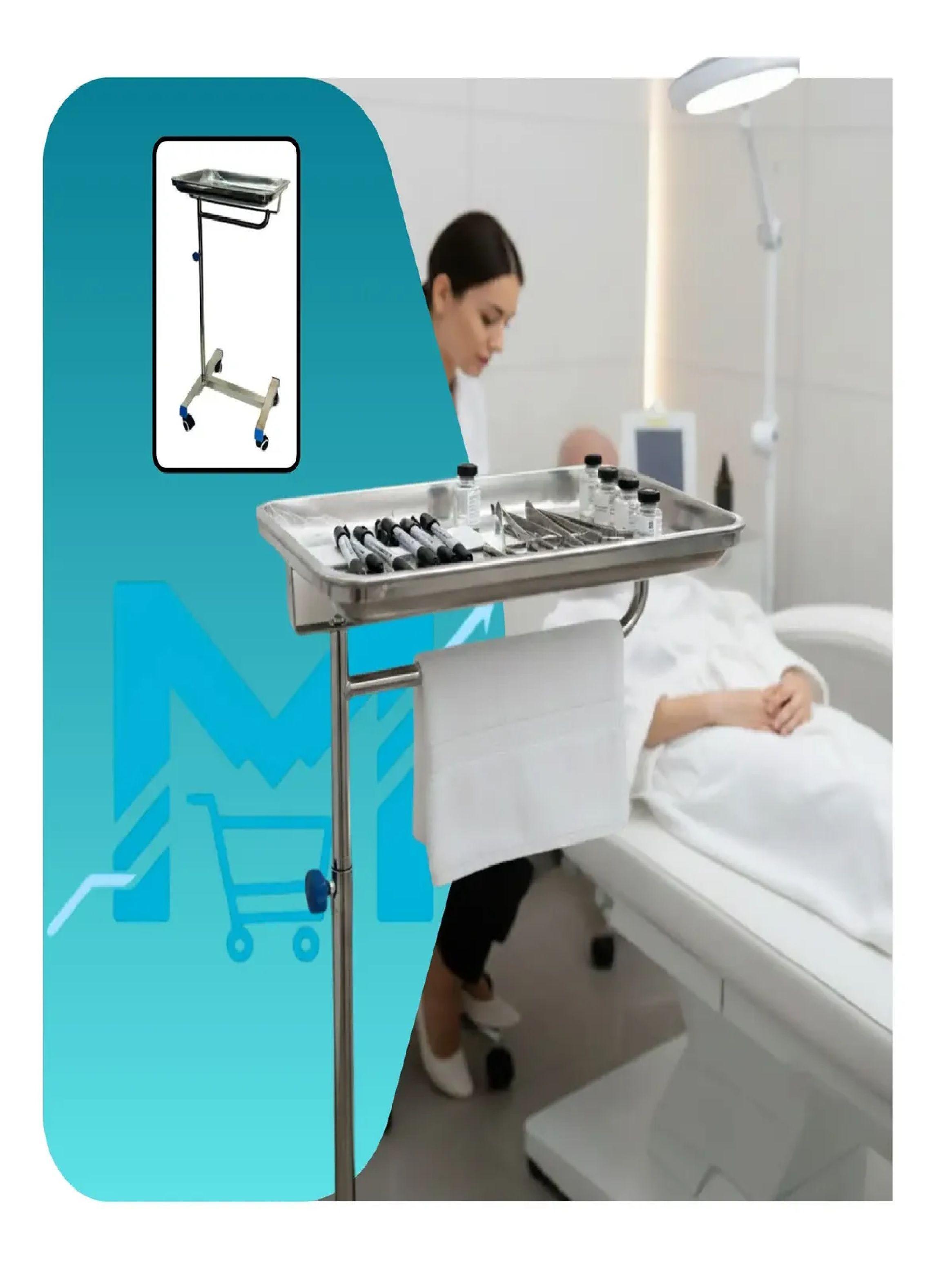 Mesa Auxiliar Clinica Mayo Acero Inoxidable Altura Ajustable-2