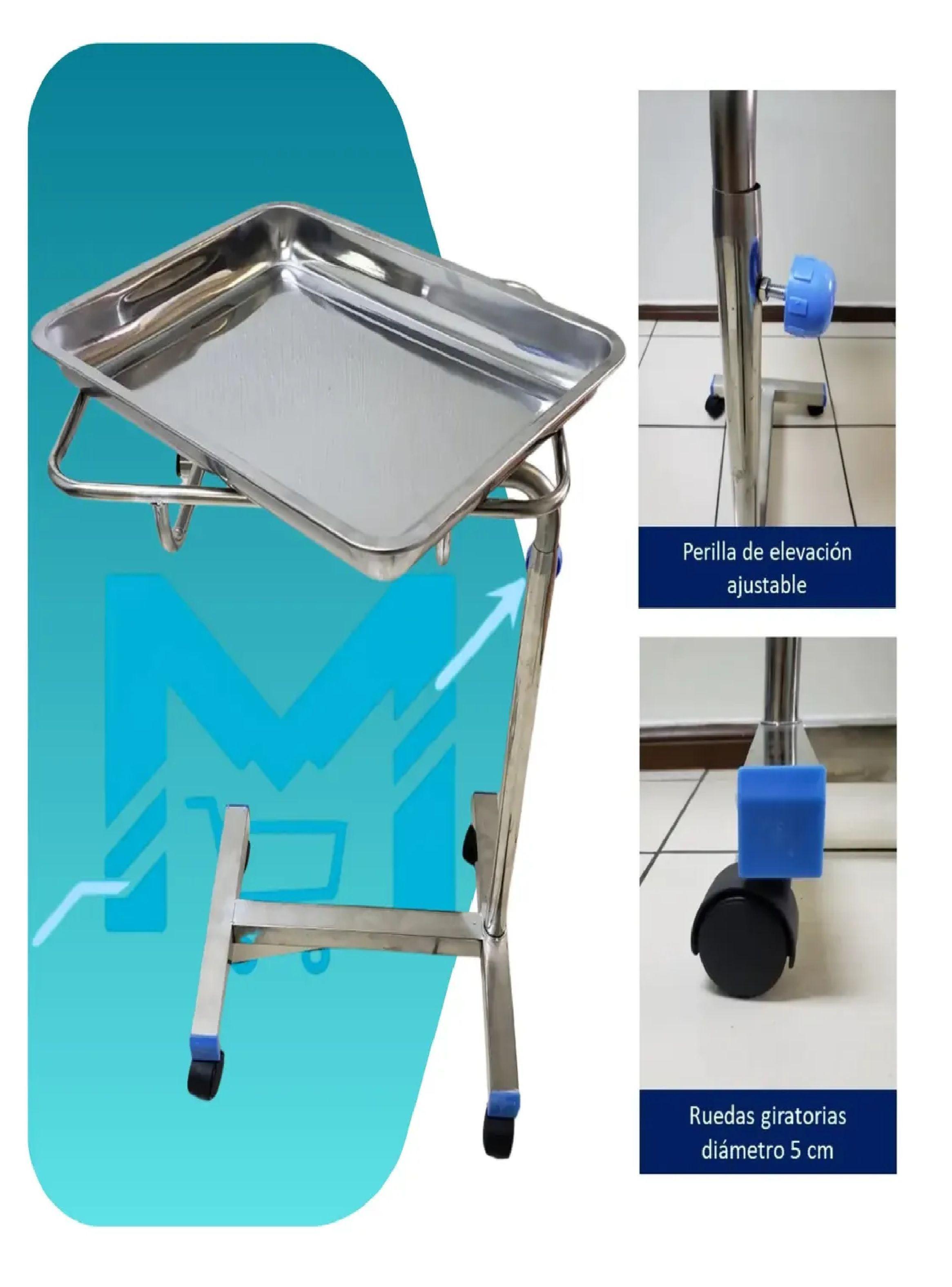 Mesa Auxiliar Clinica Mayo Acero Inoxidable Altura Ajustable-4