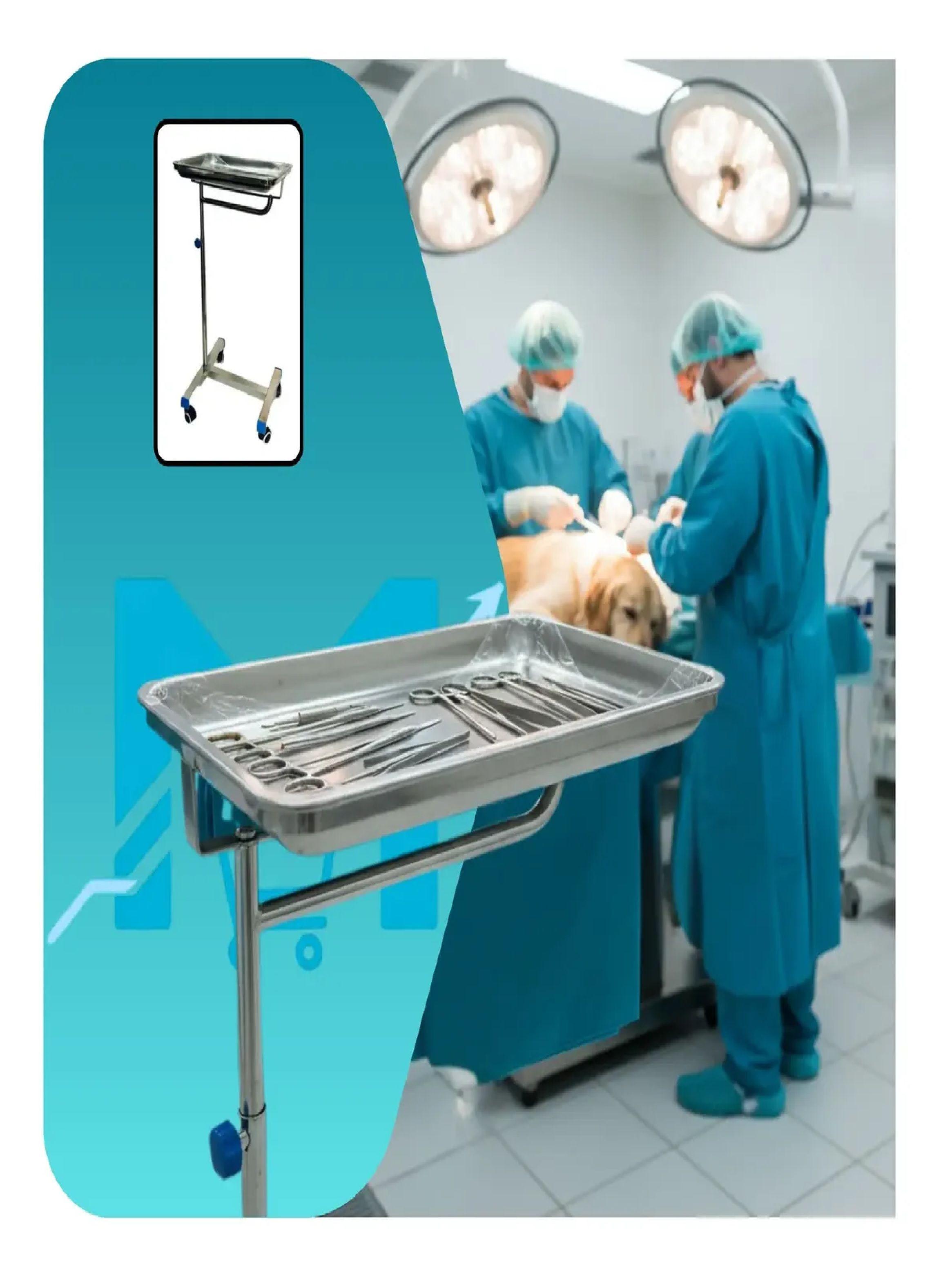 Mesa Auxiliar Clinica Mayo Acero Inoxidable Altura Ajustable-5