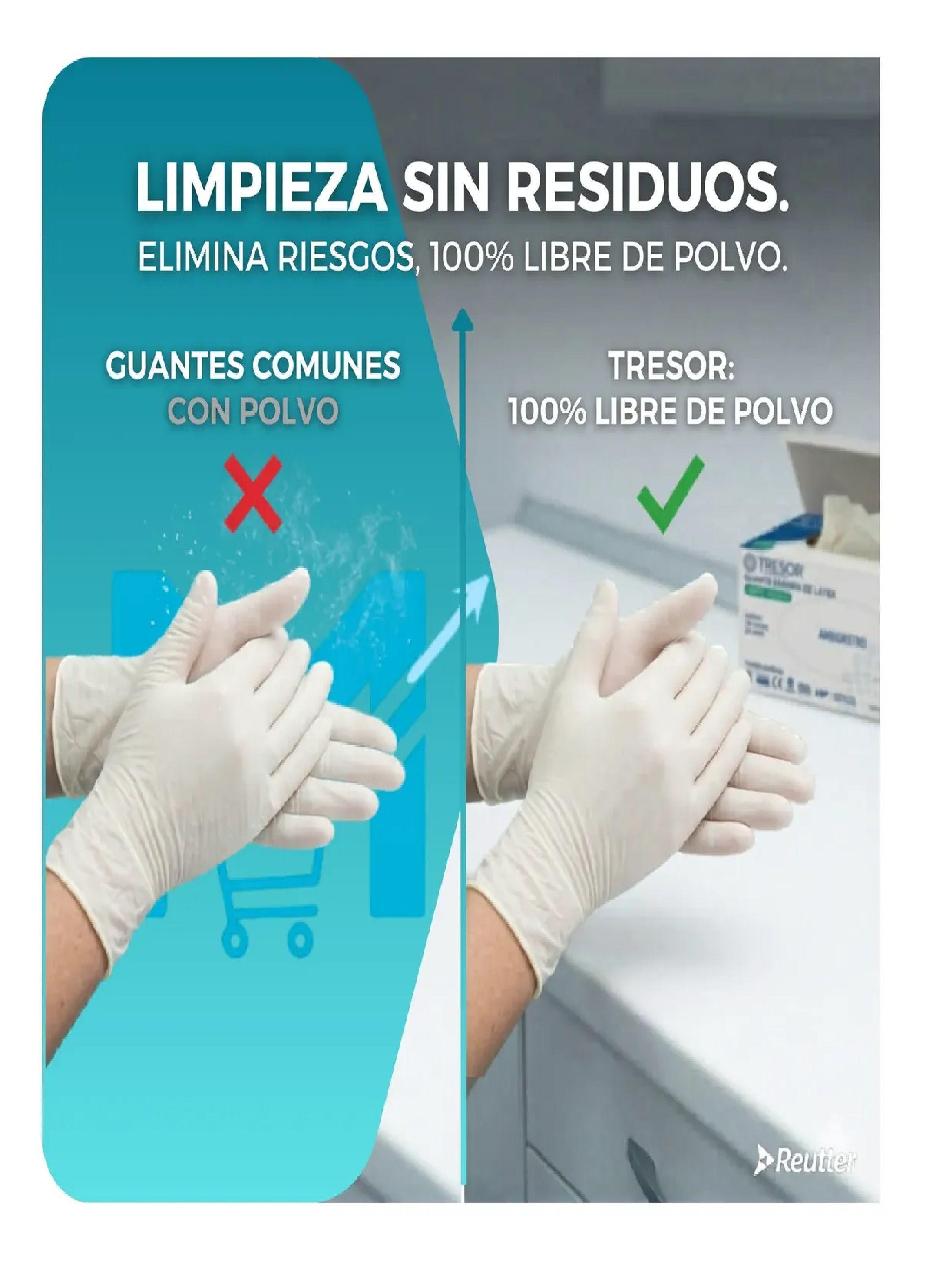 Pack X10 Cajas Guantes De Latex Sin Polvo Tresor 1 000 Unid S-2