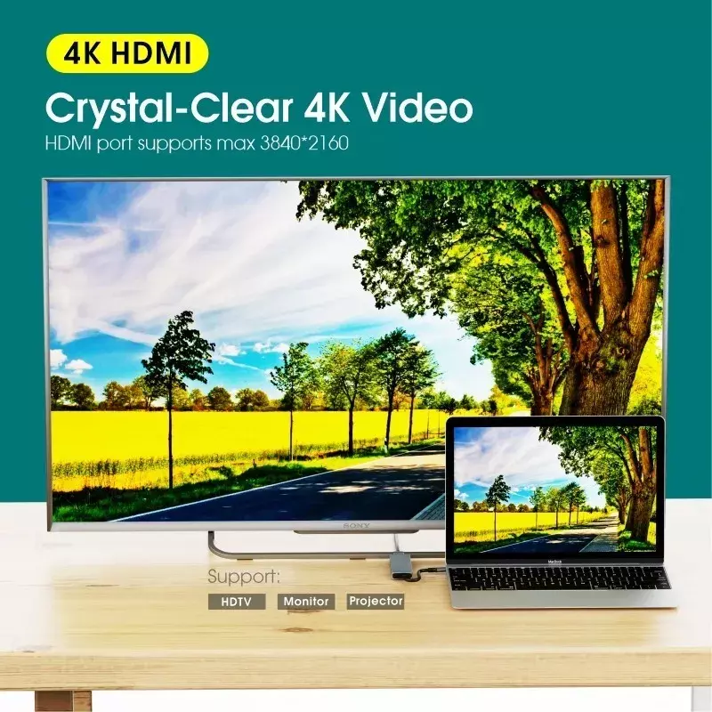 Hub Adaptador Usb C 6 En 1 Para Macbook iPad Tablet Notebook-5