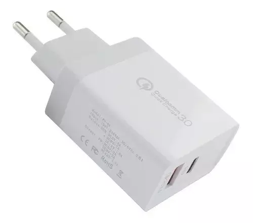 Adaptador Carga Rapida, 2 Entradas, Tipo C Y Usb, 18w.-1
