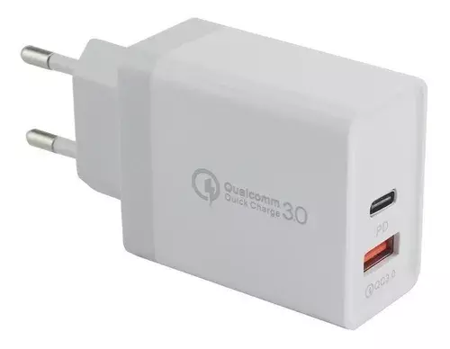 Adaptador Carga Rapida, 2 Entradas, Tipo C Y Usb, 18w.-0