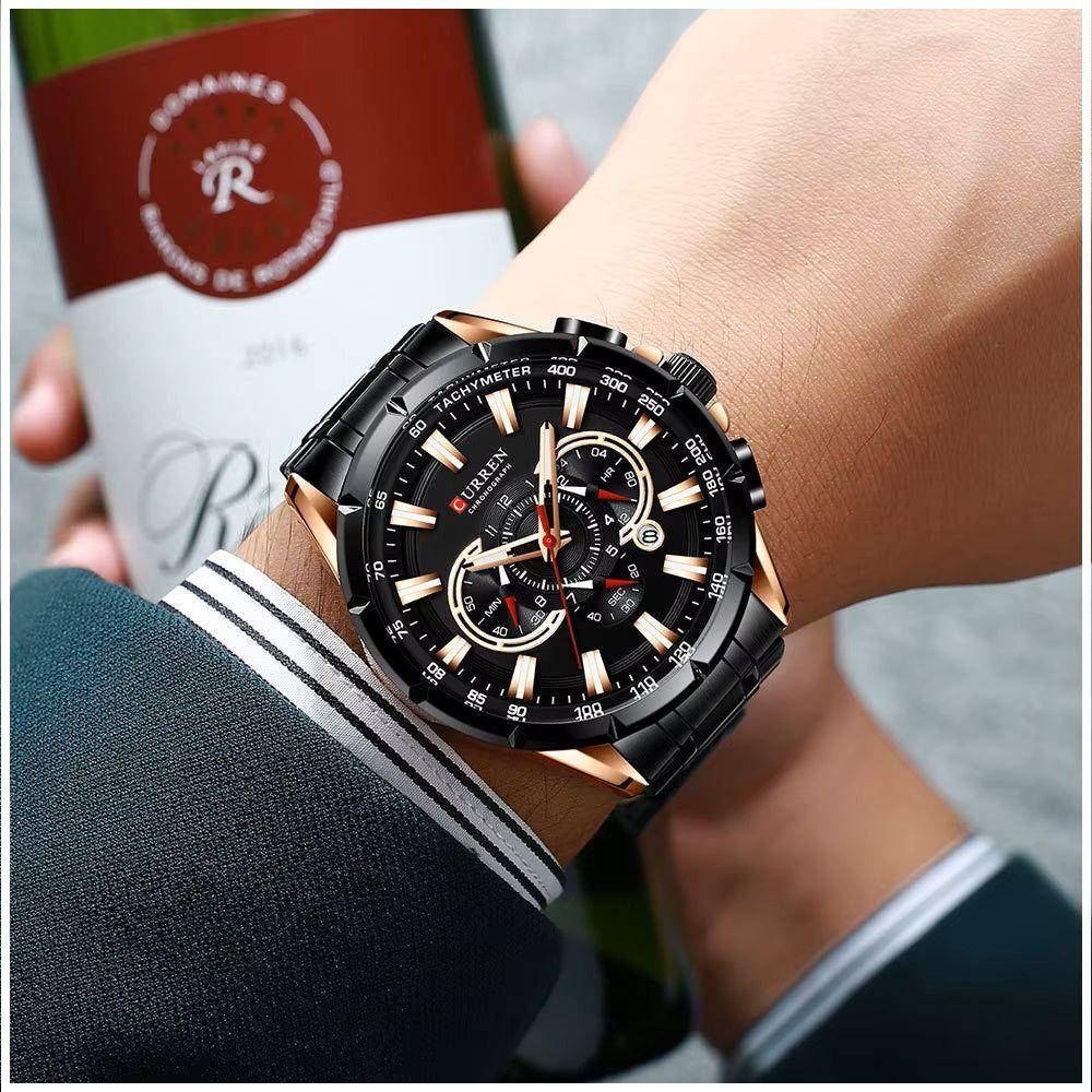 Reloj Hombre Acero Inoxidable Cuarzo Cronógrafo Cristal-1