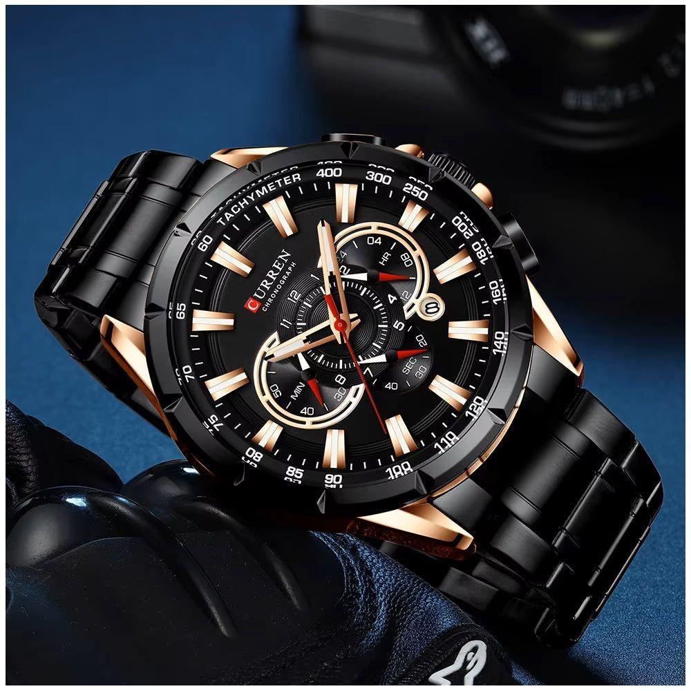 Reloj Hombre Acero Inoxidable Cuarzo Cronógrafo Cristal-3