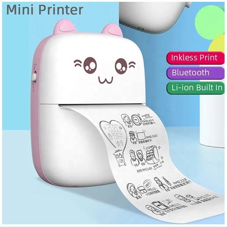 Monkeywatch Mini Impresora Térmica Portátil de etiquetas Inalámbrica con Adhesivo Rosado-1