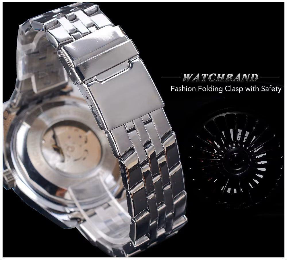 Reloj automático Deportivo para Hombre Movimiento Mecánico Cronógrafo-5