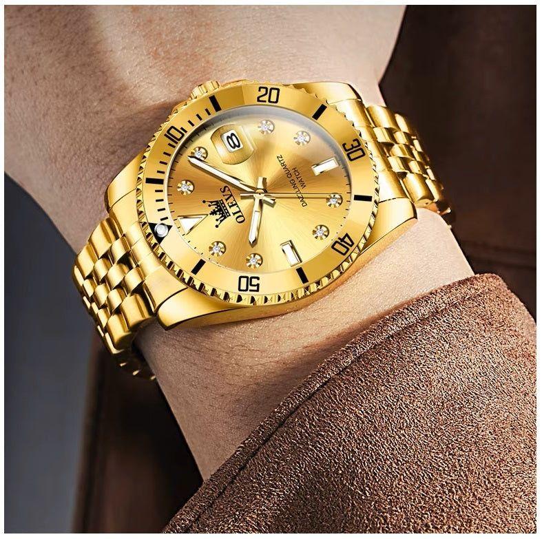 Reloj de Pulsera Dorado para Hombre Diseño Deportivo de Lujo-2