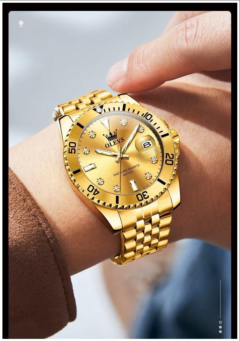 Reloj de Pulsera Dorado para Hombre Diseño Deportivo de Lujo-6