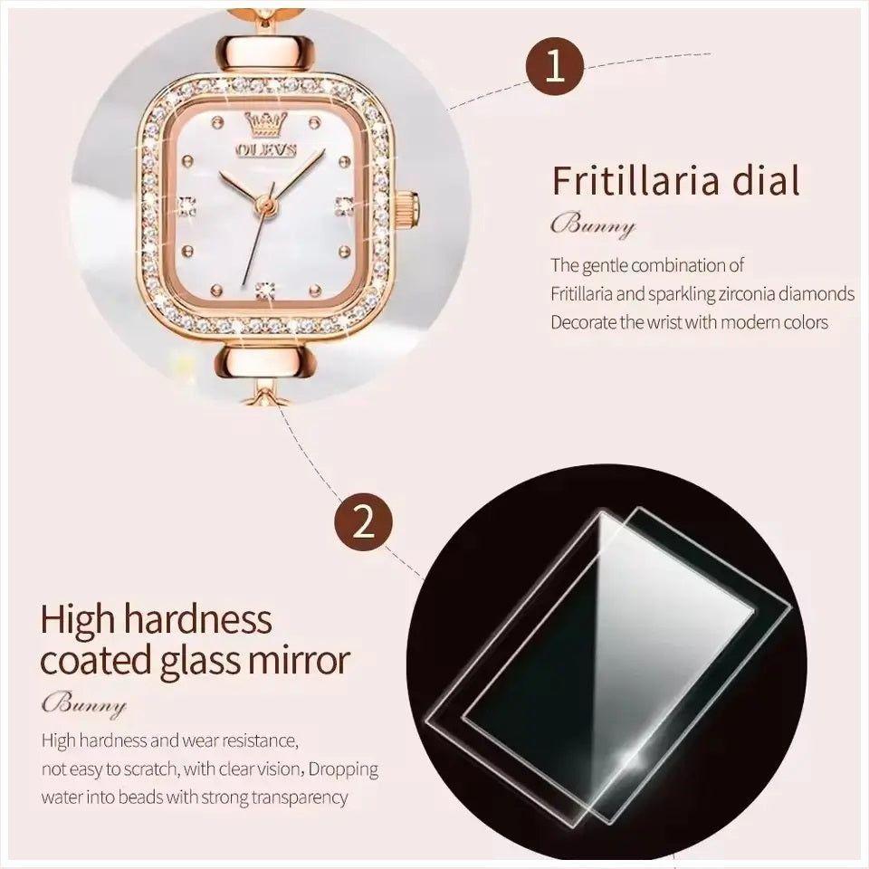 Reloj femenino Elegante con Diseño de Sirena, Cristales de Zirconia-4