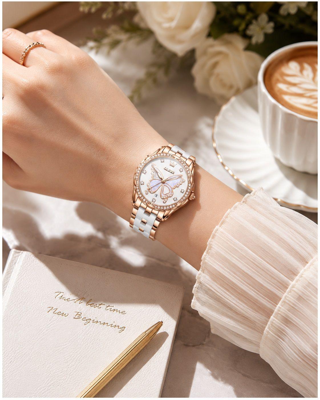 Reloj Elegante Mujer Esfera Mariposa y Detalles de Zirconia-2