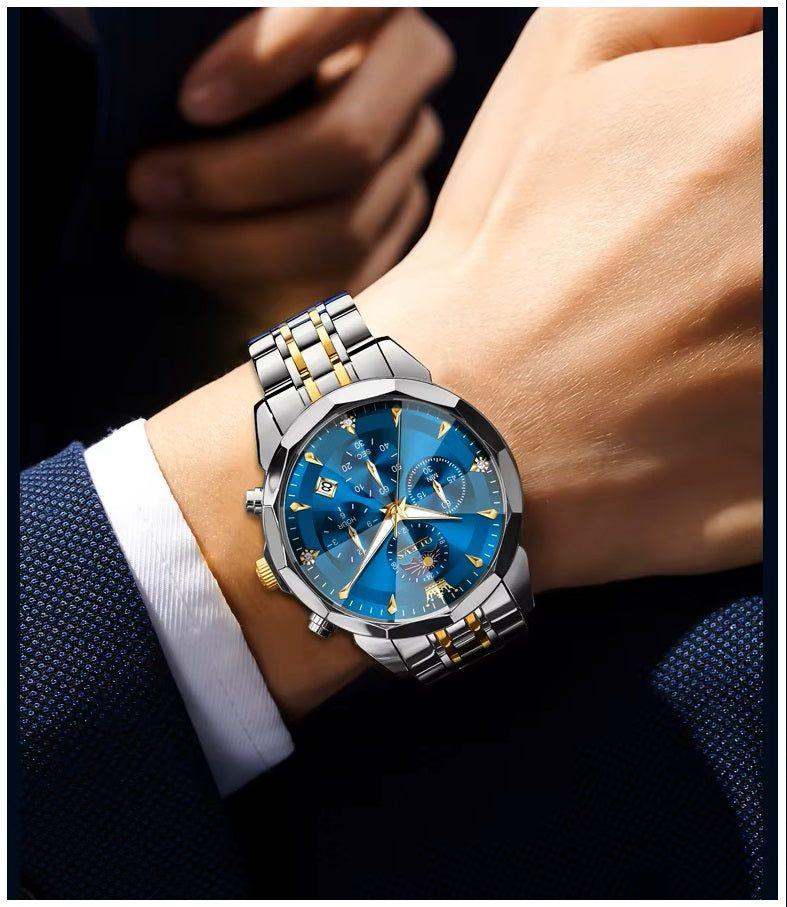 Reloj de Pulsera Hombre Acero Inoxidable Azul con Cronógrafo-2