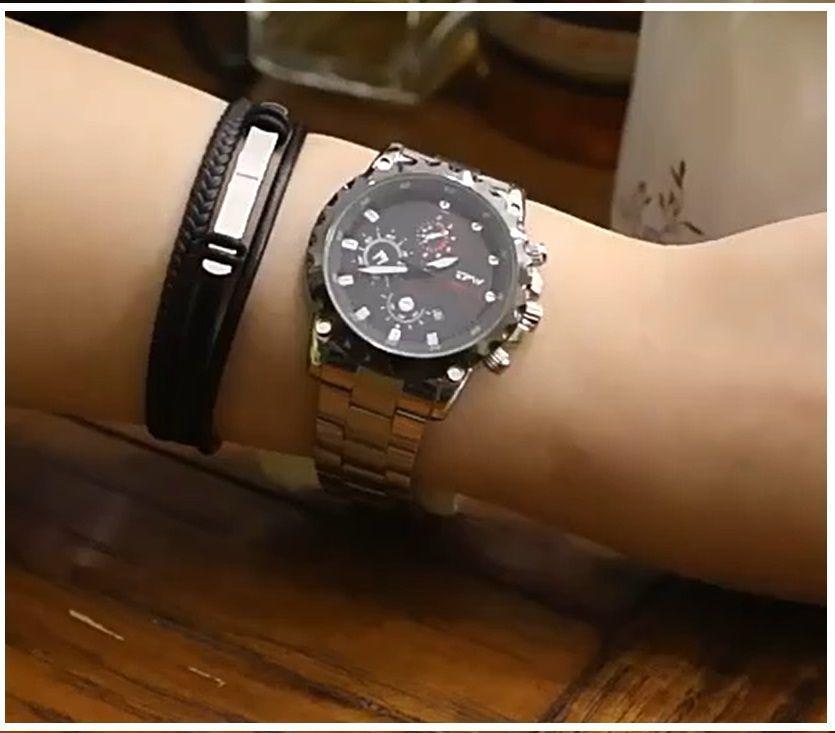 Reloj de lujo Personalizado para Hombres con Pulsera Metálica y Cuero-3