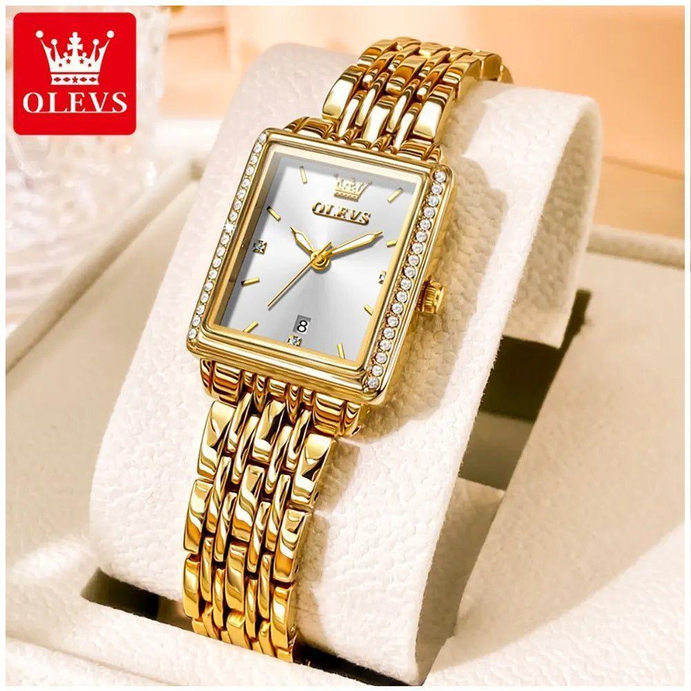 Reloj femenino Elegante Rectangular de Acero Inox con Movimiento de Cuarzo-3