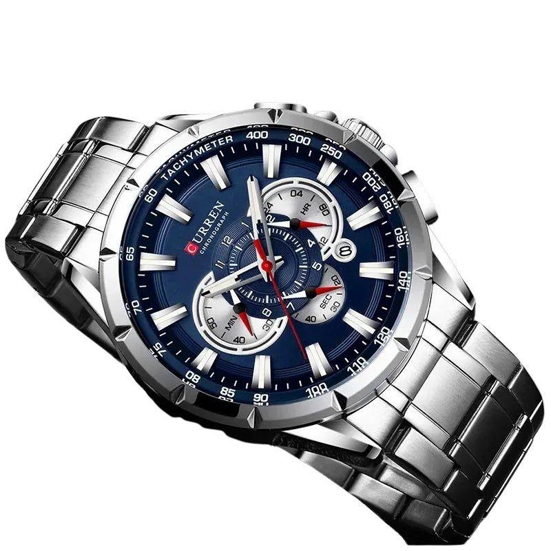 Reloj Hombre Curren Acero Inoxidable Cuarzo Cronógrafo Diseño Elegante-0