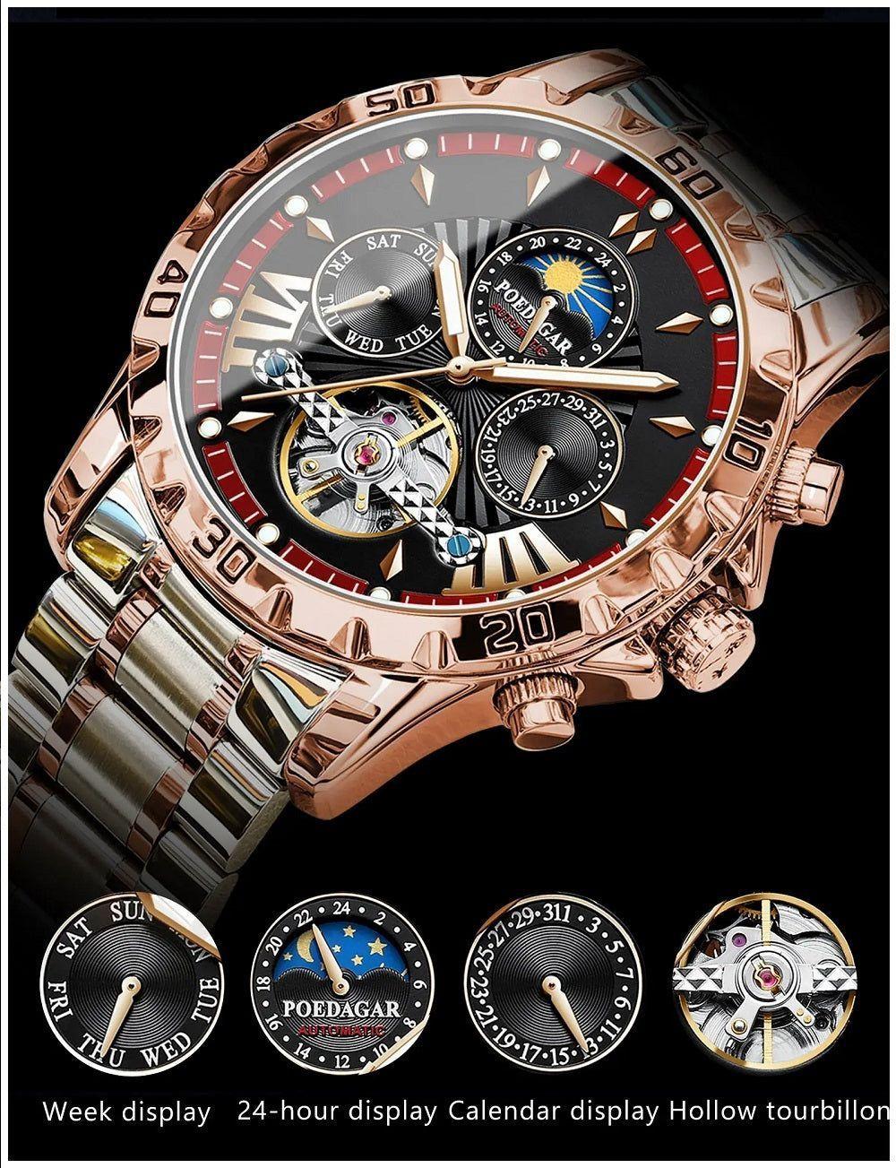 Reloj automático de Lujo para Hombre Mecánico Impermeable 3ATM-6