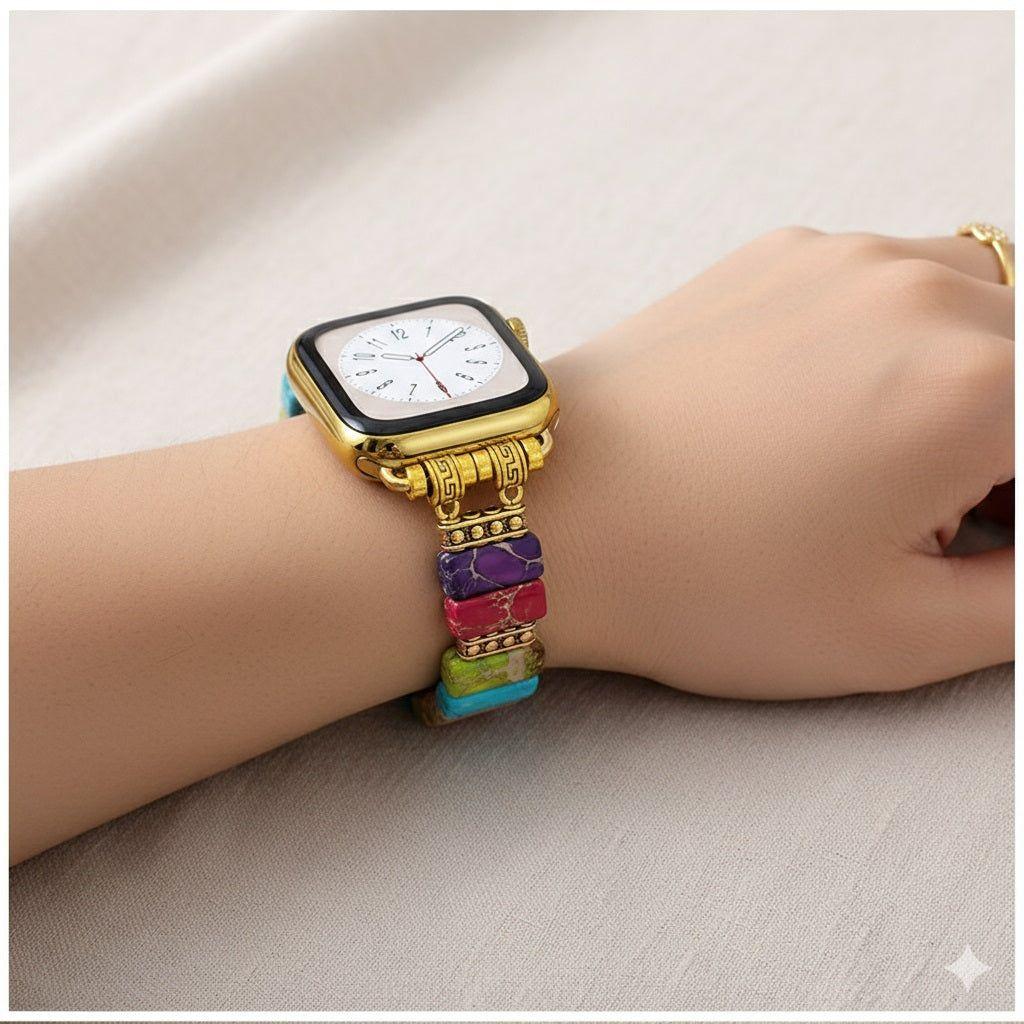 Monkeywatch Correa Elástica Multicolor de Piedras Naturales smartwatch 42/44 mm Gemas Pulidas-0