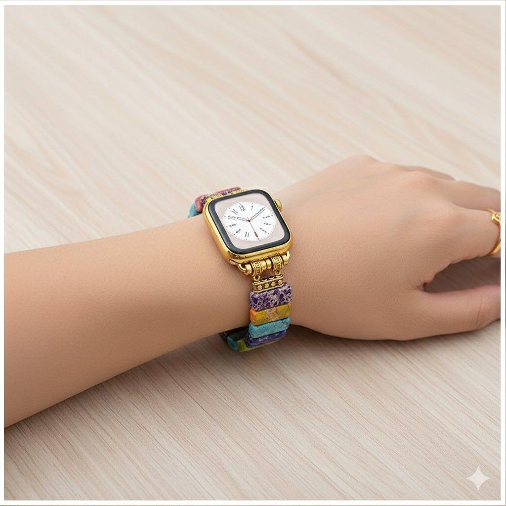 Monkeywatch Correa Elástica Multicolor de Piedras Naturales smartwatch 42/44 mm Gemas Pulidas-1