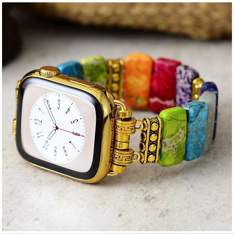 Monkeywatch Correa Elástica Multicolor de Piedras Naturales smartwatch 42/44 mm Gemas Pulidas-2