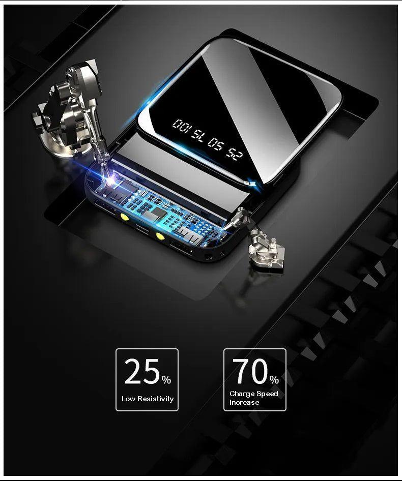 Power Bank de carga 10000 mAh 2USB Micro USB Linterna Azul-5
