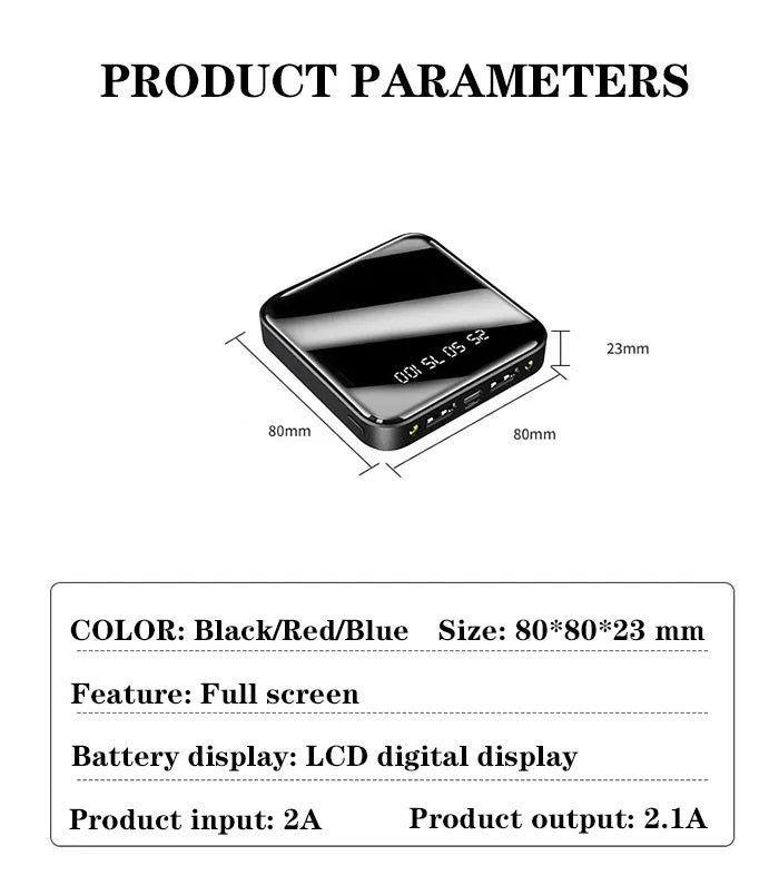 Power Bank de carga 10000 mAh 2USB Micro USB Linterna Azul-3