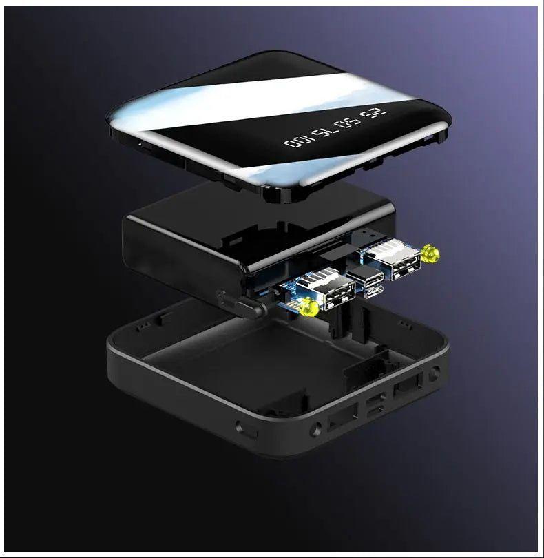 Power Bank de carga 10000 mAh 2USB Micro USB Linterna Azul-5