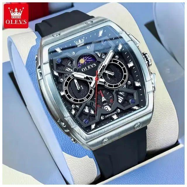 Reloj masculino Deportivo Elegante Fase Lunar, Cronógrafo, Dual Time-2