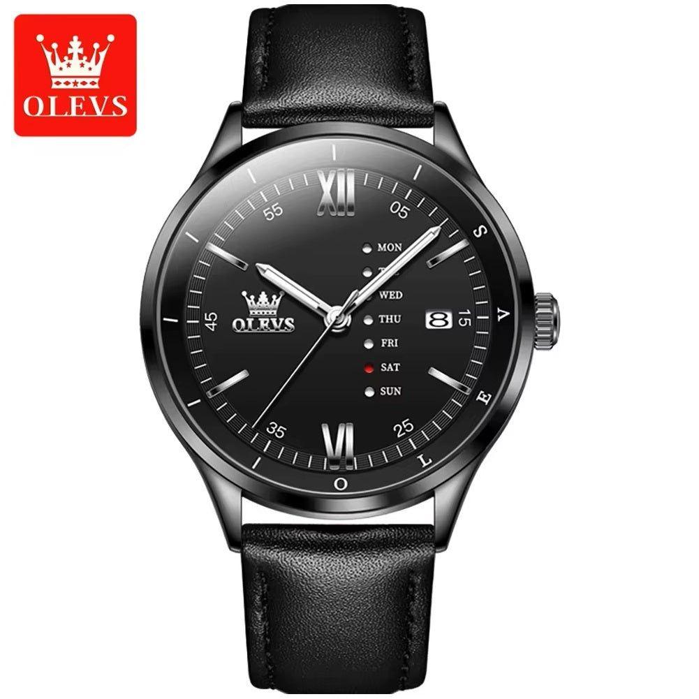 Reloj de Hombre Elegante con Correa de Cuero Calendario Completo-2