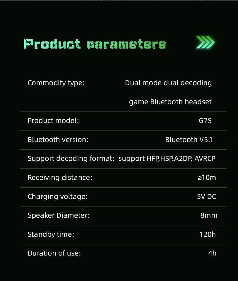 Audífonos Bluetooth Bluetooth Gamer G7S V.5.1-4