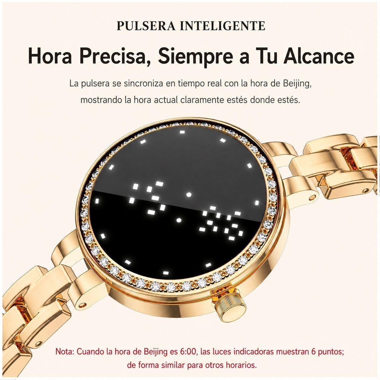 Pulsera Inteligente L6 Mujer IP67 Monitoreo de Salud, Cadena Metálica Elegante-2