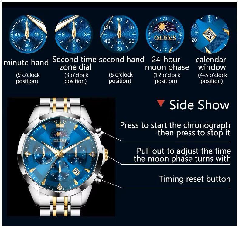 Monkeywatch Reloj Hombre Acero Inoxidable Azul con Cronógrafo-3