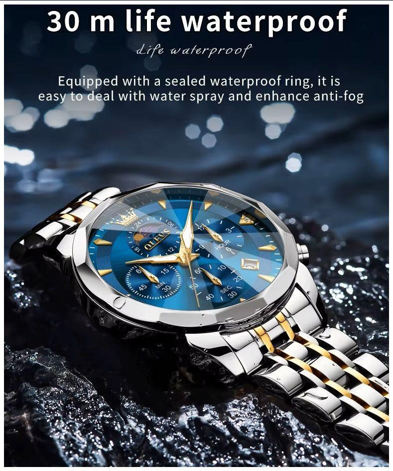 Monkeywatch Reloj Hombre Acero Inoxidable Azul con Cronógrafo-5