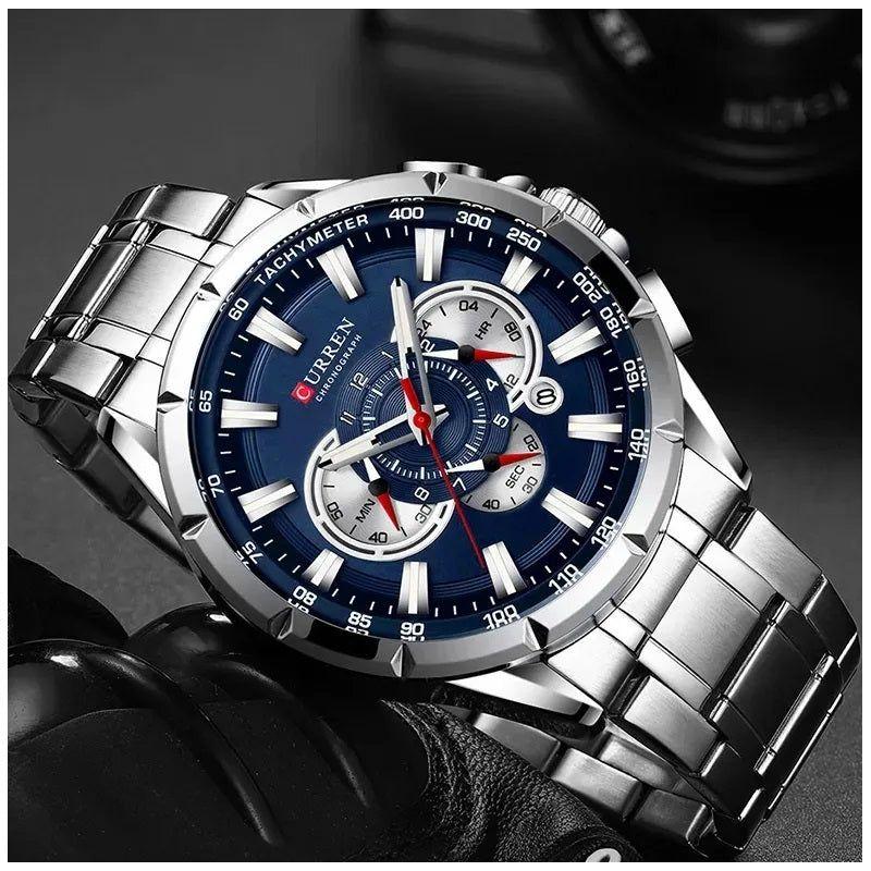 Monkeywatch Reloj Hombre Acero Inoxidable Cuarzo Cronógrafo Diseño Elegante-3