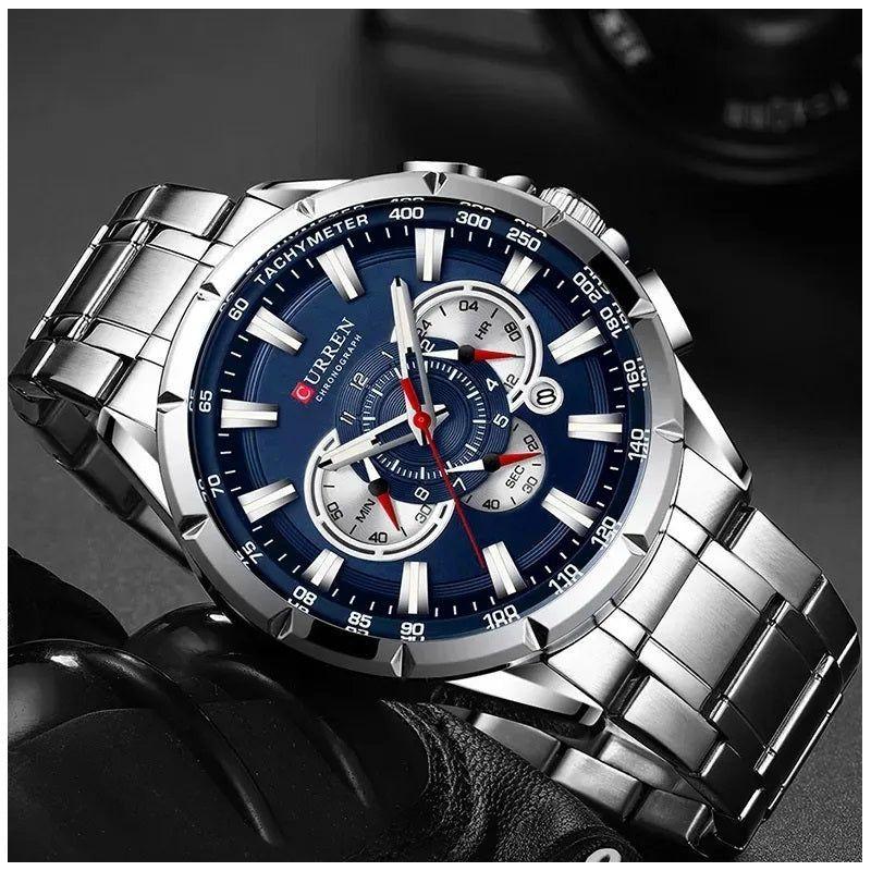Reloj Hombre Acero Inoxidable Cuarzo Cronógrafo Diseño Elegante-3