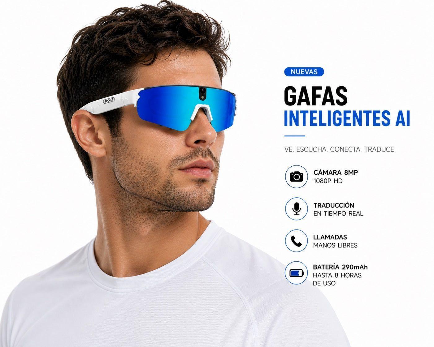 Gafas Inteligentes con IA 1080P Cámara 8MP, Traducción en Tiempo Real, Bluetooth-2