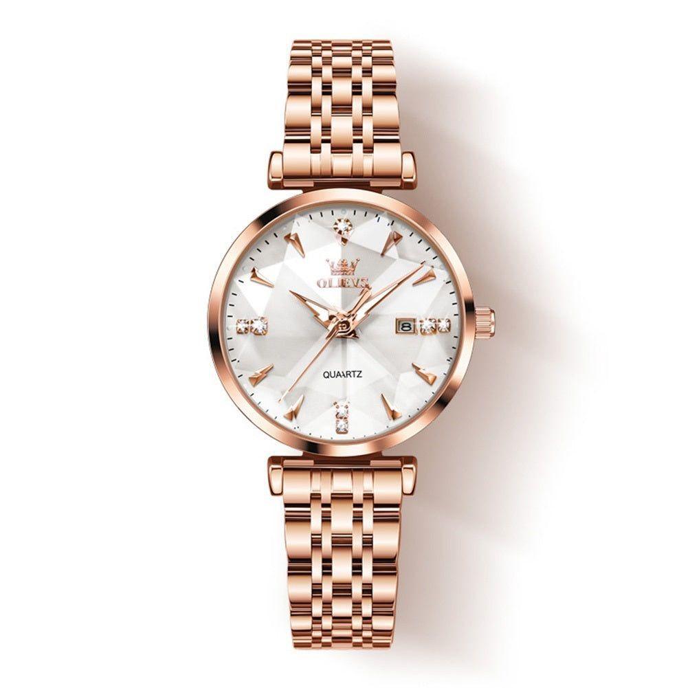 Reloj de Cuarzo para Mujer con Esfera Blanca Clásica-1