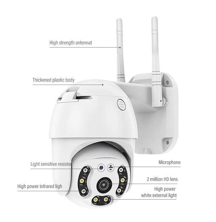 Cámara WiFi de seguridad 1080P Visión Nocturna Rotación 360° IP66-2